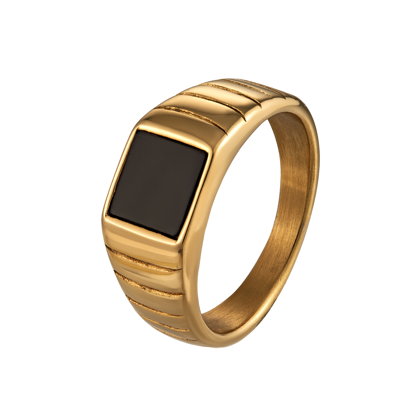Holiday Occasion Titanium Steel Material 1 Piece Retro Geometric Titanium Steel Polishing Inlaid Shell Rings