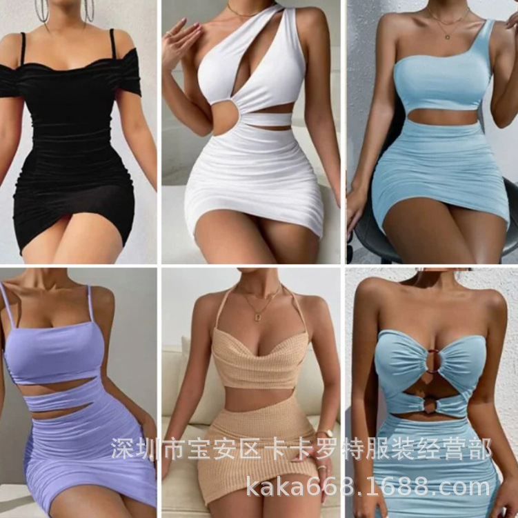 亚马逊欧美女装杂款裹胸夏季性感辣妹时尚抹胸连衣裙sexy Dress