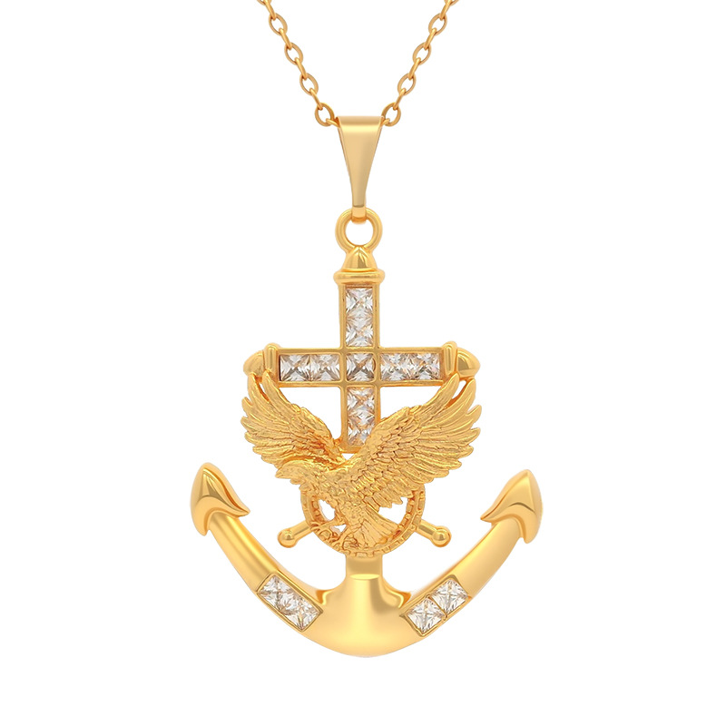 Xuping cruces de ancla de barco colgante de águila voladora de lujo ligero joyas artificiales personalidad de nicho de estilo para hombres y mujeres decoración