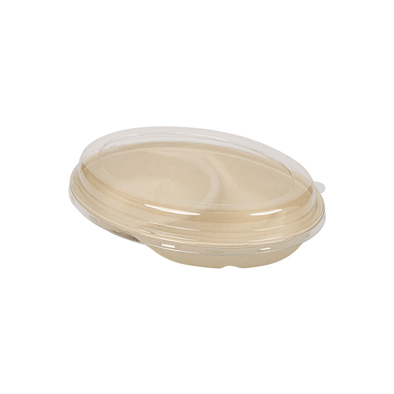 Caja de comidas ovalada degradable desechable, caja de embalaje de comida rápida para llevar, ensalada de comida ligera, tazón de frutas