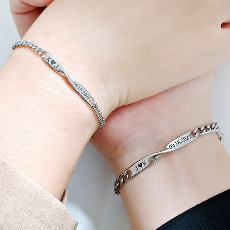 Amazon Cross-Border Best-Selling Stainless Steel Möbius Infinity Love Lover Bracelet DIY Personalized Name Gift Amazon Cross-Border Best-Selling Stainless Steel Möbius Infinity Love Lover Bracelet DIY Personalized Name Gift