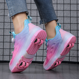 Cross-border supply of four-wheel heelday shoes children's roller skates double-wheel boys skating girls luminous shoes wheeled flying shoes