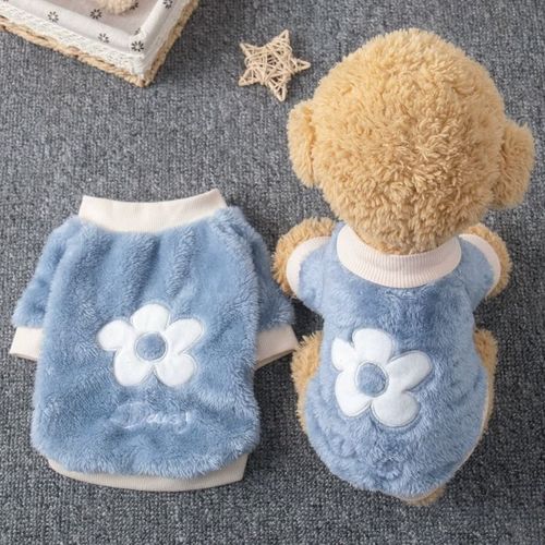 Dog Clothes Autumn and Winter Fleece Warm Flower Sweatshirt Teddy Pomeranian Small Dog Cat Pet Clothing 
