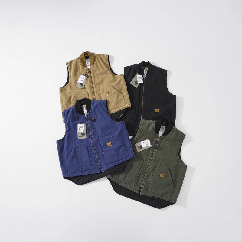 Cross-border card home leisure all-match washing old mill V02 ancient heavy washing thick quilted pearl canvas cotton vest tide