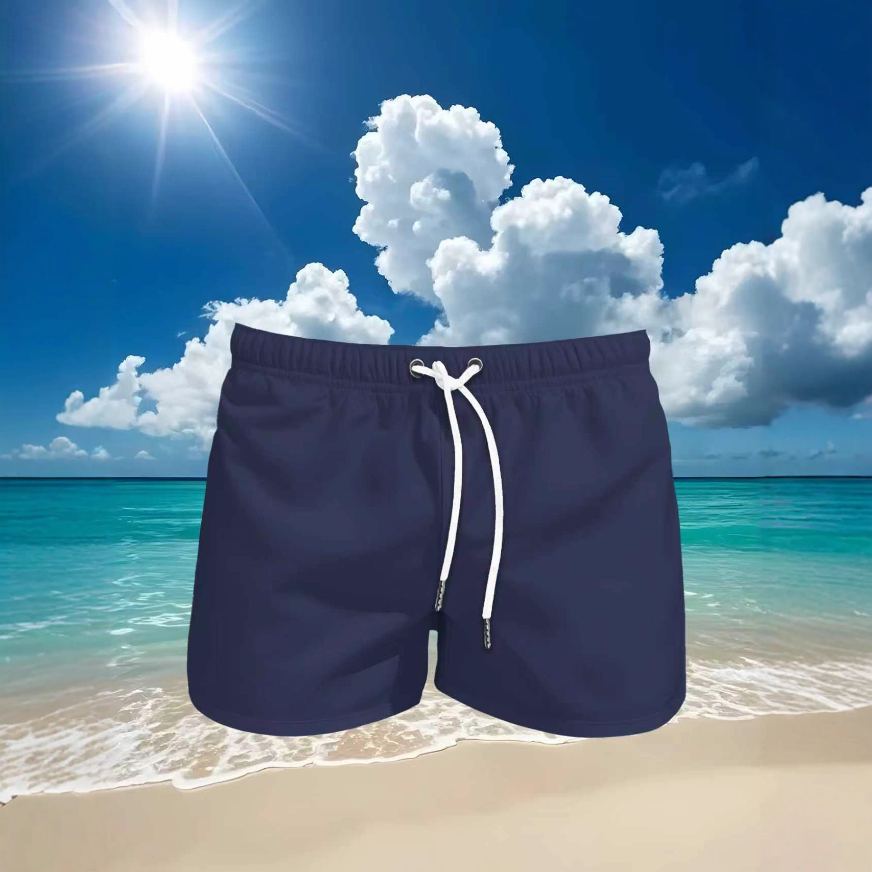 Men's Casual Shorts with Metal Buckle, European Size, Summer Sports Beach Shorts, Thin Classic Style, Temu Bestseller, Same Style, Solid Color