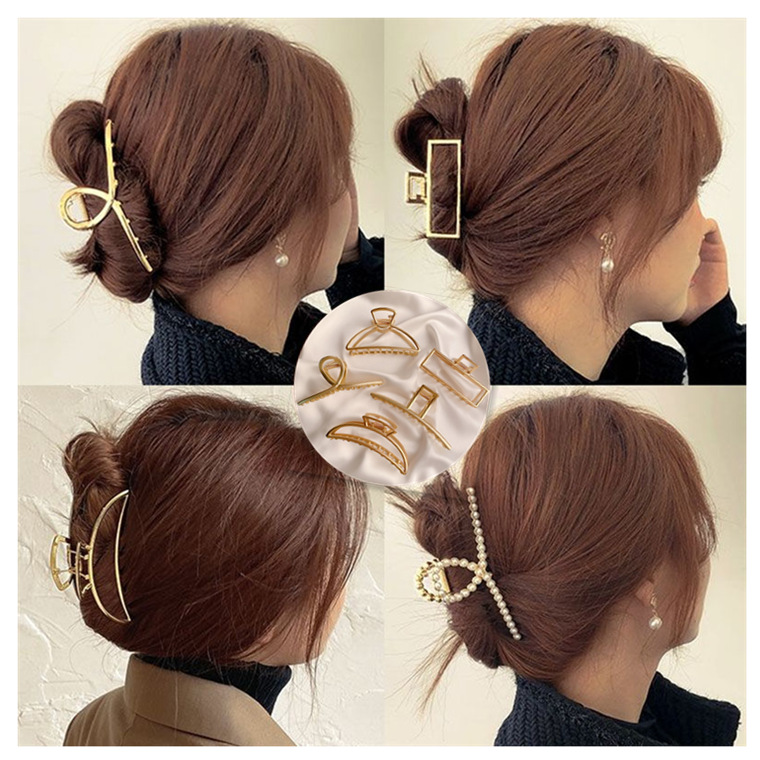 33g Weight Women's Korean Style Geometric Metal Metal Artificial Pearls Hair Claws