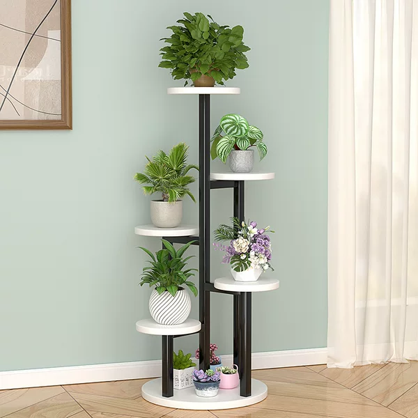 Living Room Wrought Iron Flower Rack Balcony Floor-Standing Flower Rack Succulent Pothos Flower Pot Rack Indoor Multi-Layer Floor-Standing Storage Rack