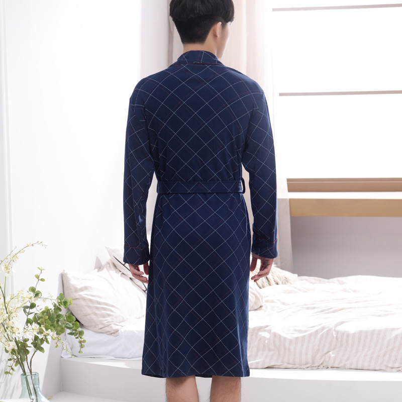 Couple Bathrobe Men's Nightgown Spring and Autumn Long 100 Pure Cotton Long Sleeve Women's Autumn and Winter Yukata Cotton Men's Home Clothes