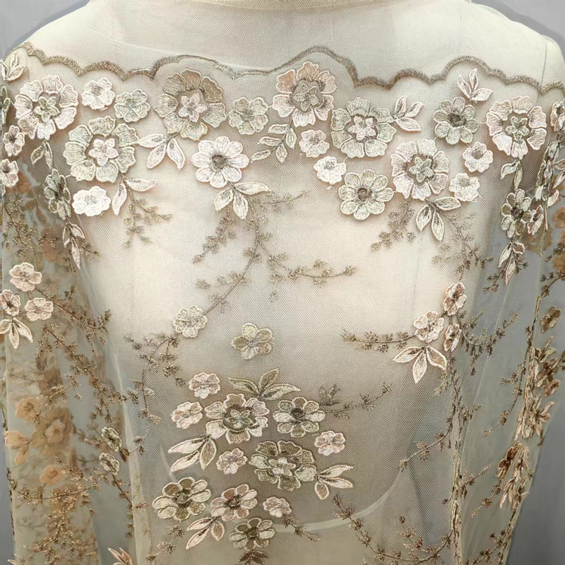 新款钉珠亮片刺绣花朵蕾丝婚纱女网纱礼服DIY花边服装辅料贴花