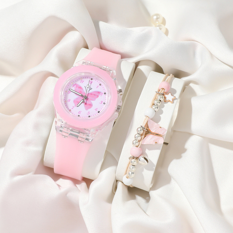 儿童手表幼儿园小童女孩电子表玩具表彩虹发光小公主网红闪光表