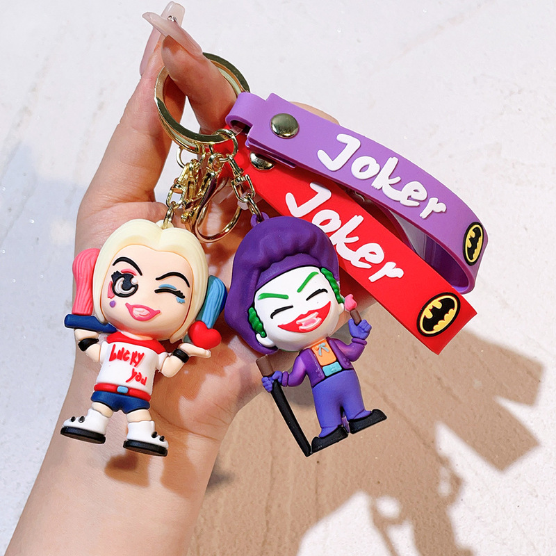 Joker Keychain Superhero Batman Harley Quinn Doll Car Keychain Pendant Claw Machine Small Gift