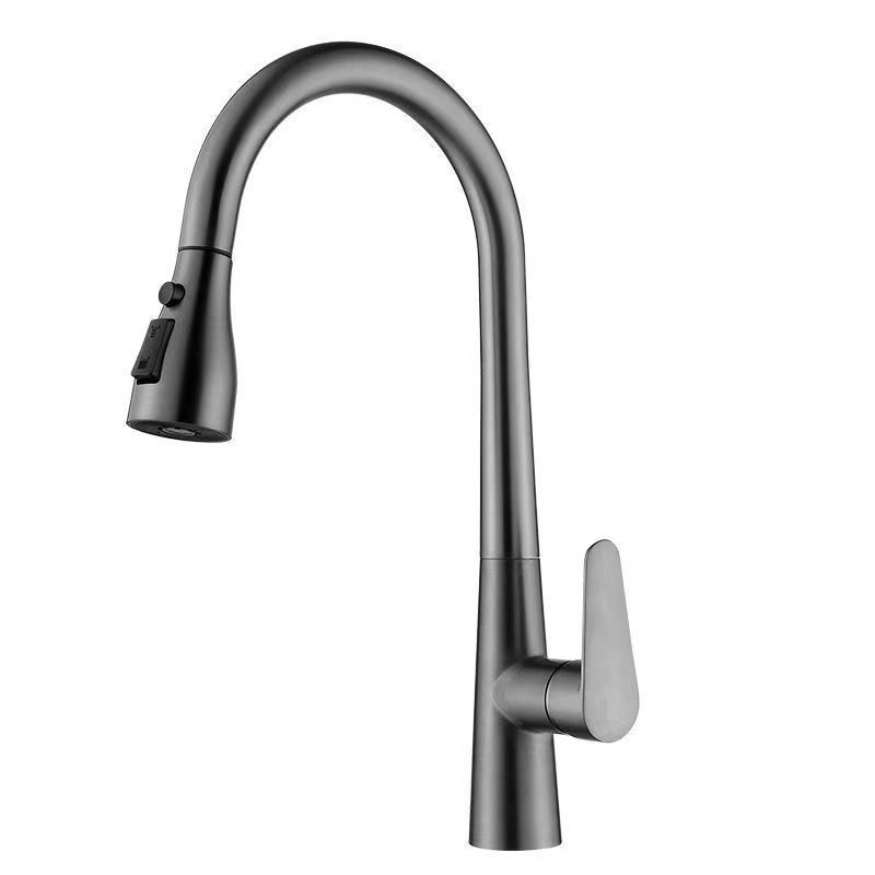 Todo el cobre cisne pistolas de cenizas tirando de tres grifo de agua caliente de refrigeración de agua cocina baño lavabo lavabo grifo de lavabo