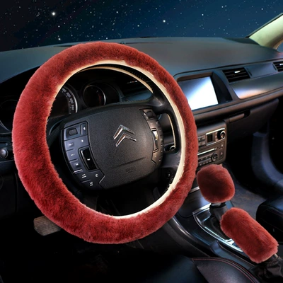 Factory direct new winter Steering wheel cover - wine-red-three-piece-set-38cm