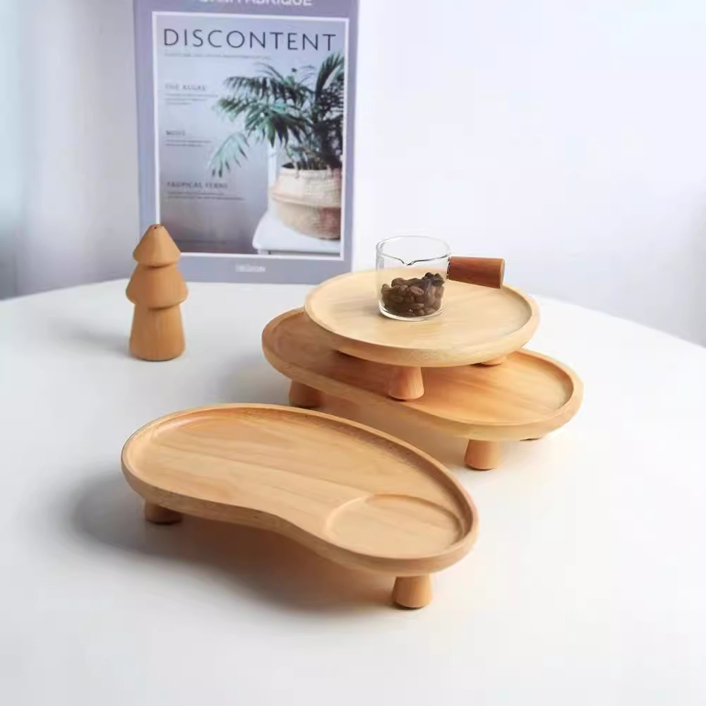 bandeja de madera ovalada taza de té estante de almacenamiento creativo de pies altos bandeja aromática doméstica