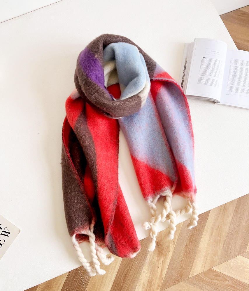 New Geometric Triangle Scarf Women in Winter with 100 Pairs of Tune, Green Hippocampus Hair Shawl for Women's Street_voghion.com