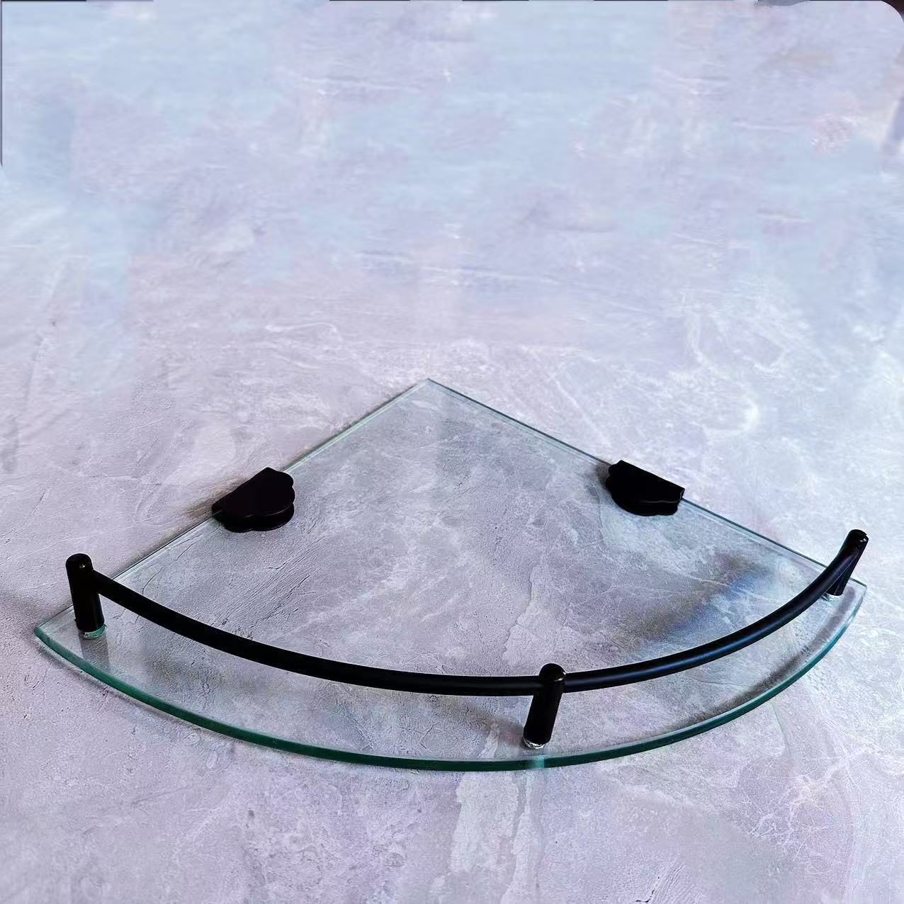 Estante de vidrio lavabo esquina estante de baño perforación de montaje de pared triángulo marco de esquina 8801