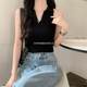 Fashionable Korean Style Simple Sleeveless Sling Knitted Summer New Design Slim-fit Short Outer Wearing Vest Top for Women