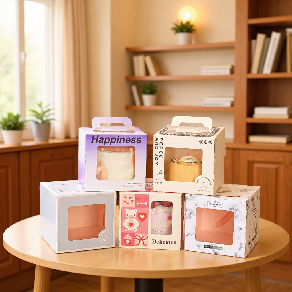 批发生日蛋糕盒烘焙包装盒4寸6寸8寸双层加高透明手提慕斯西点盒