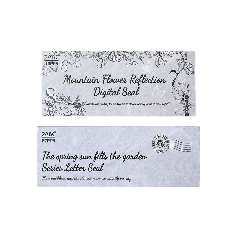 Flores raspando sello de caja de madera transfronterizo inglés alfanumérico combinación de sello flor y hierba mano sello de silicona