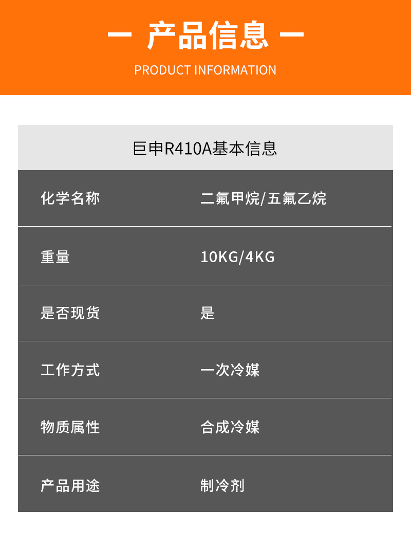 Jushen R410A Mixed Refrigerant 4kg for Household and Commercial Inverter Air Conditioners, Environmentally Friendly Refrigerant, Refrigeration Agent, Freon