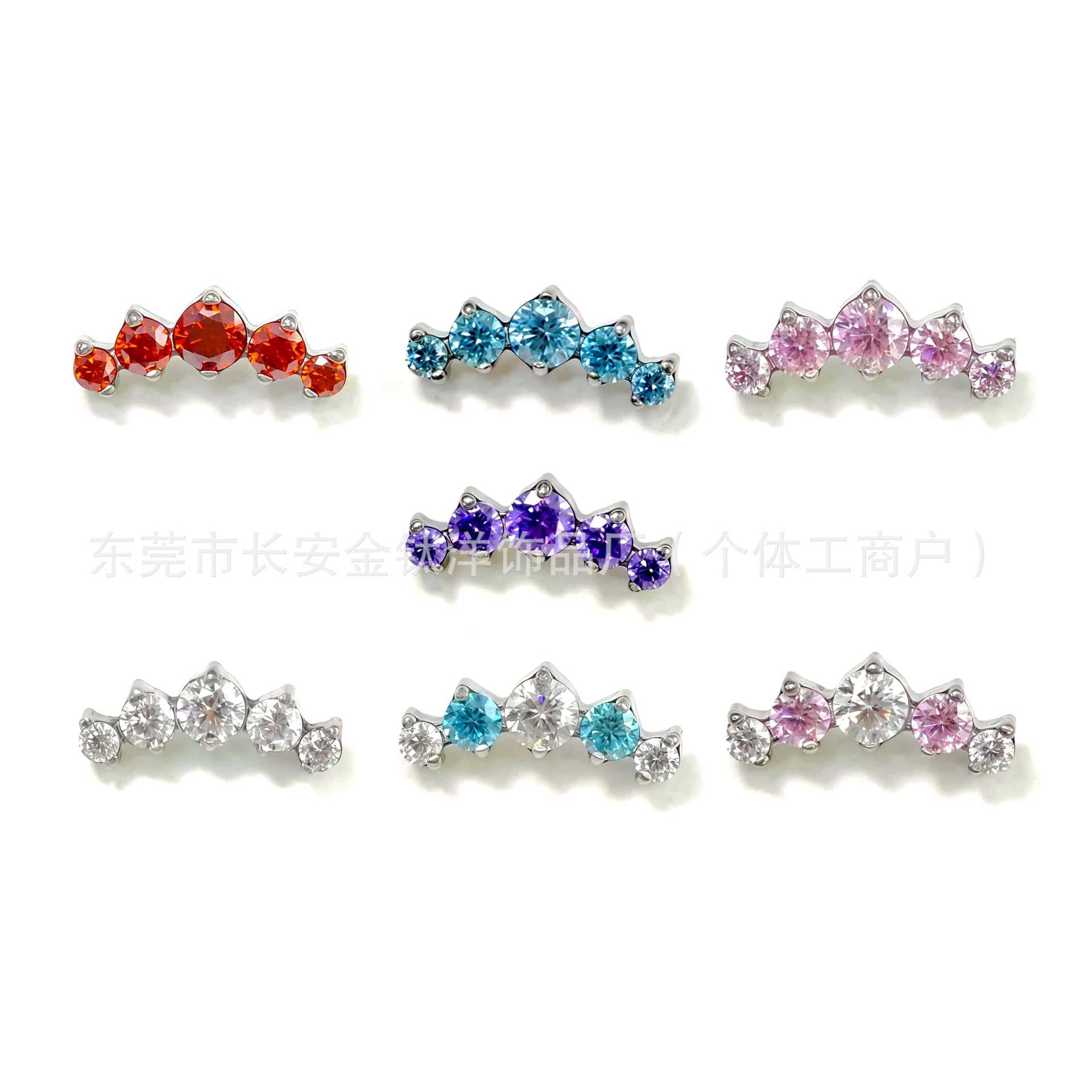G23 Titanium Five-Link Zirconium Earrings with 5A Zircon Ear Bone Nails Piercing Jewelry detail image 8