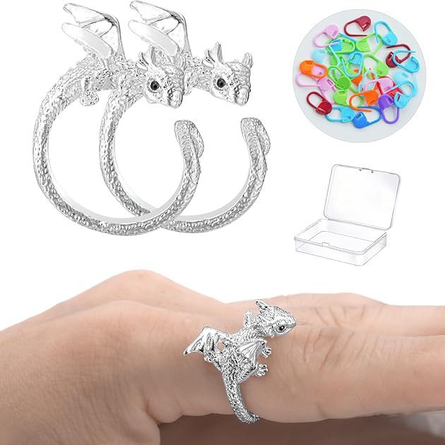 뜨개질 및 보관 상자에 대한 새로운 드래곤 바늘 텐션 링 및 바늘 마커 도매 준비가 조정 가능한 드래곤 바늘 링