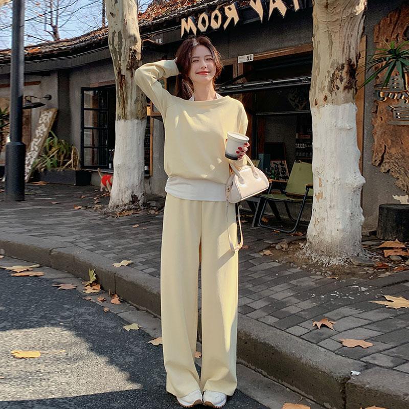 2025春秋季网红长袖裤套装棉字母圆领印花都市休闲时尚套装3419|undefined