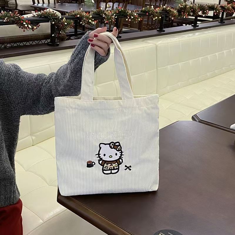 Neue Original KT Katzen Cord Handtasche Kosmetiktasche mit gehobener Optik Mini vielseitig große Kapazität Wasser- und Creme Aufbewahrungstasche Tragbar