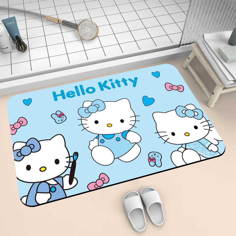 HelloKitty卡通硅藻泥地垫浴室吸水防滑脚垫卫生间耐脏易打理地垫|undefined
