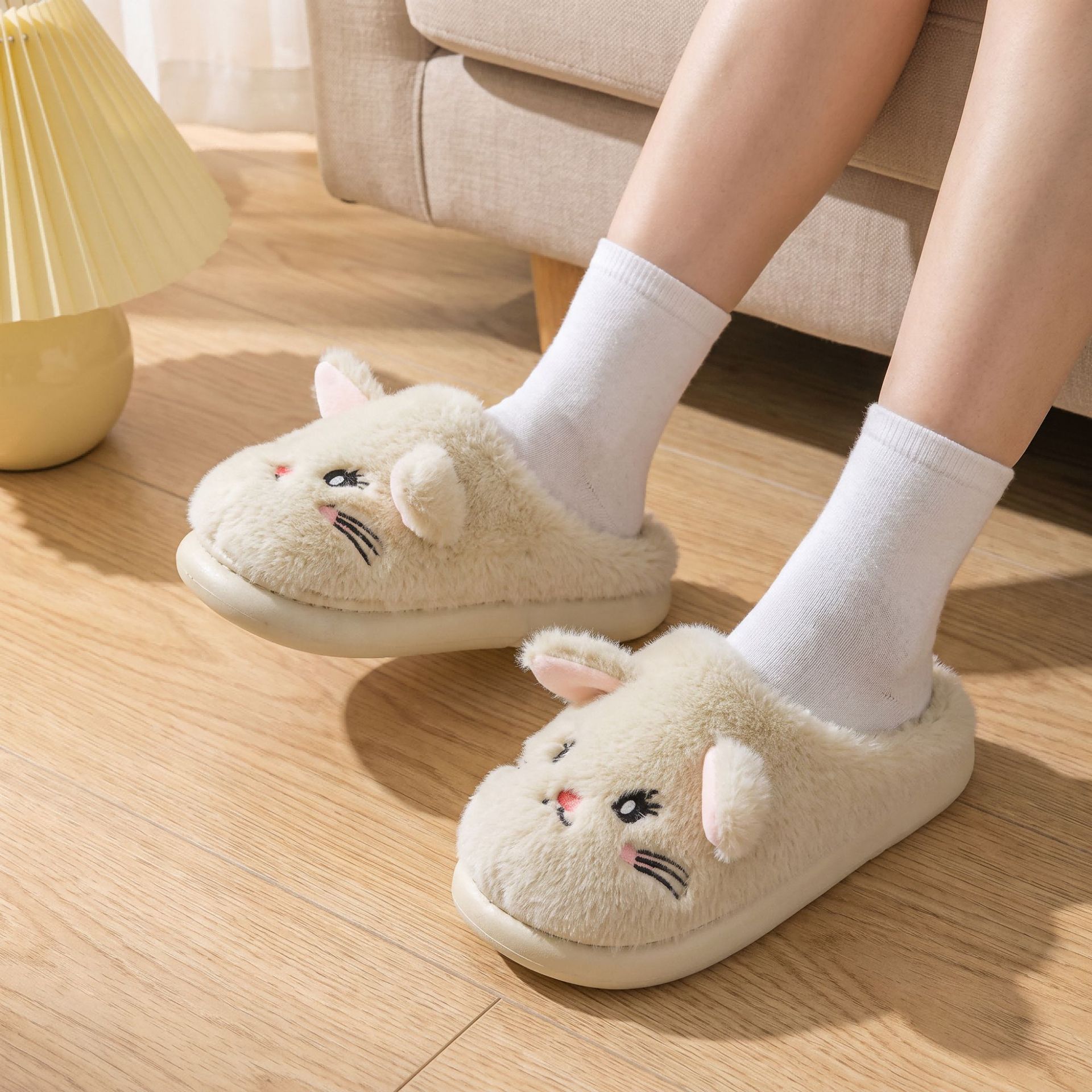 2026 nuevas zapatillas de algodón para gatos para mujeres en el hogar de dibujos animados más zapatillas de peluche calientes zapatillas de algodón para hombres