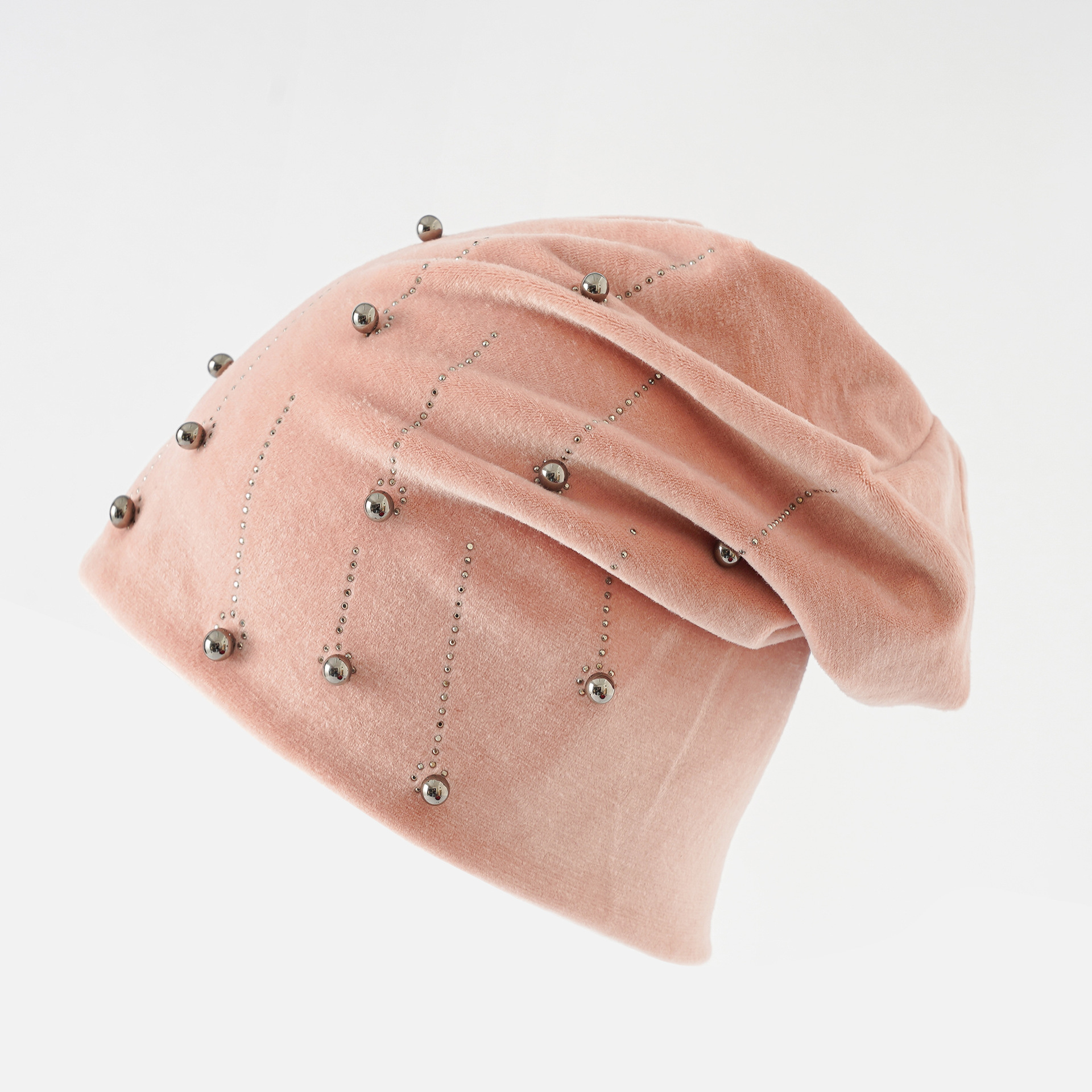 Nuevo europeo y americano Otoño e Invierno mujeres rhinestone grano suéter sombrero moda doble capa franela cálido pila sombrero