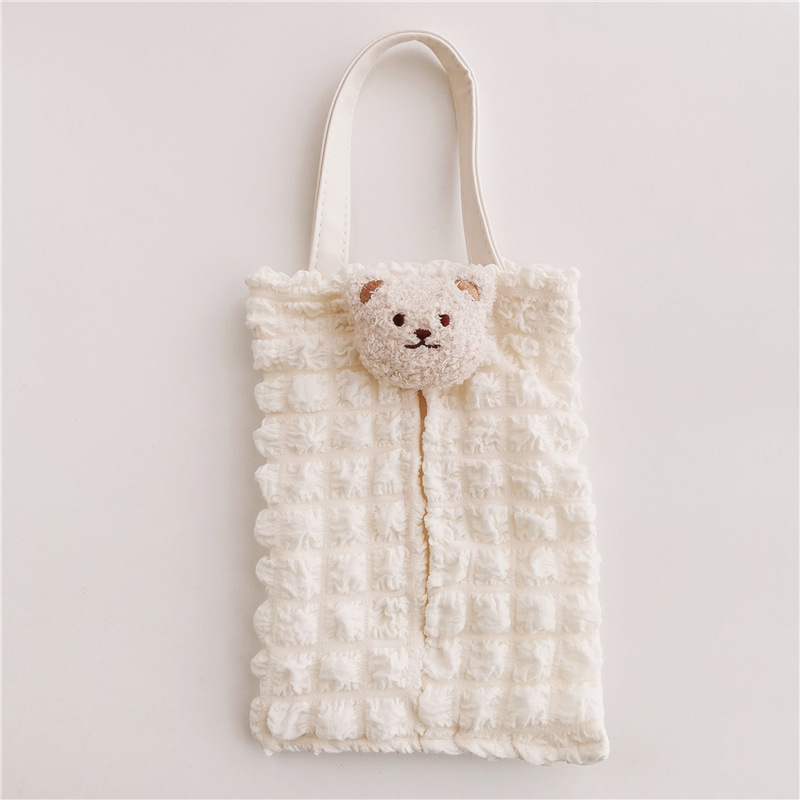 Korean-style cute bear tissue box cover for car seat backs, suitable for babies and children