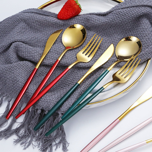 Cross-border 304 stainless steel tableware Portuguese knife and fork Western food tableware set steak knife fork spoon chopsticks wholesale