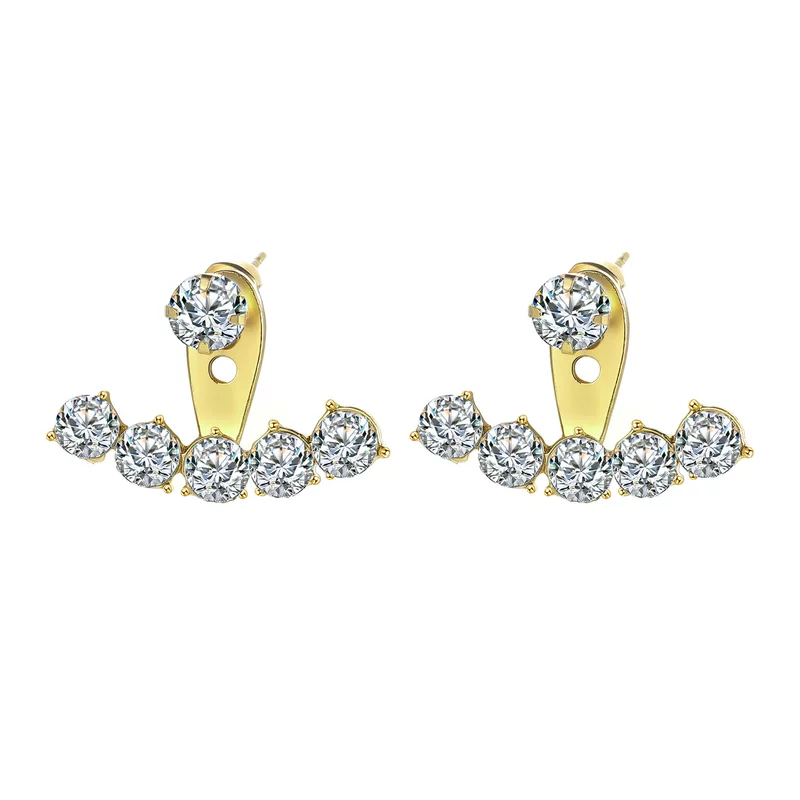 Creative fashionable brand small design earrings, zirconium from pearl, for import, french style