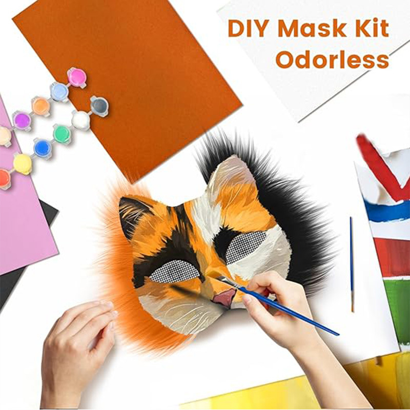 Amazon DIY Cat Face Mask Máscara de pulpa en blanco con traje de tela de fieltro Masaje Juego de rol