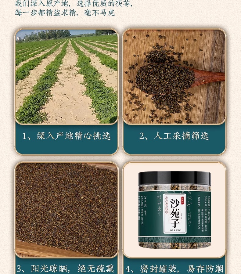 Sha Yuan Zi Astragalus Seed 50g Jar Dried Flattened Milkvetch Seeds for Herbal Tea and Decoction specifications