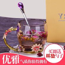 珐琅彩玻璃杯耐高温水杯套装花茶杯高颜值杯早餐高档礼品