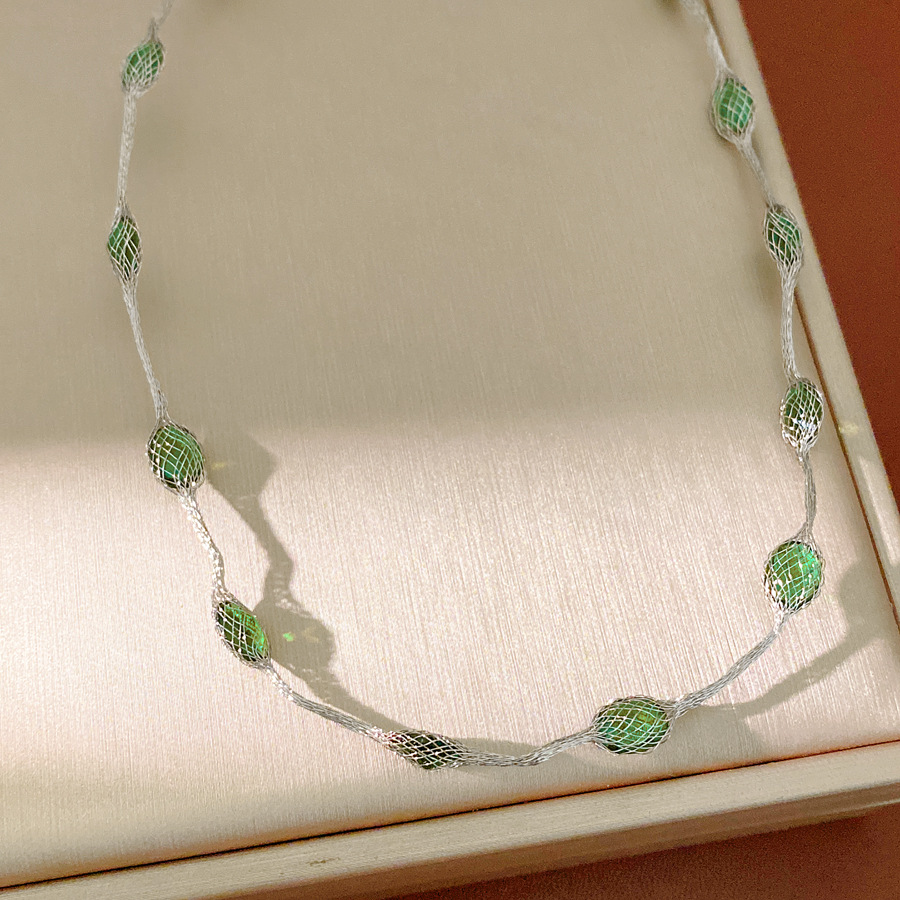 Collar de pulsera redonda de zircon de color lujo ligero nicho de alto nivel sensación de cadena clavícula temperamento simple conjunto de joyas personales image 15