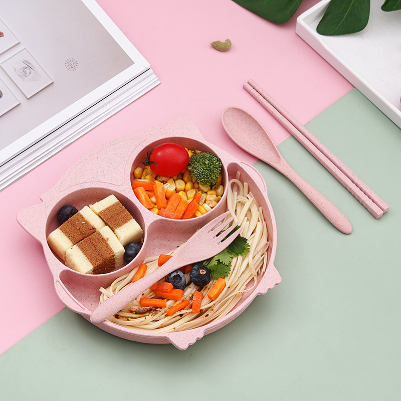 Owl Children's Split Dinner Plate Food Grade Baby Dinner Plate Baby Food Bowl