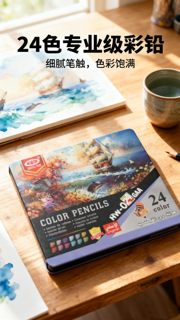72-Color Oil Pastels Art Student Professional Drawing Set with Colored Pencils in Iron Box