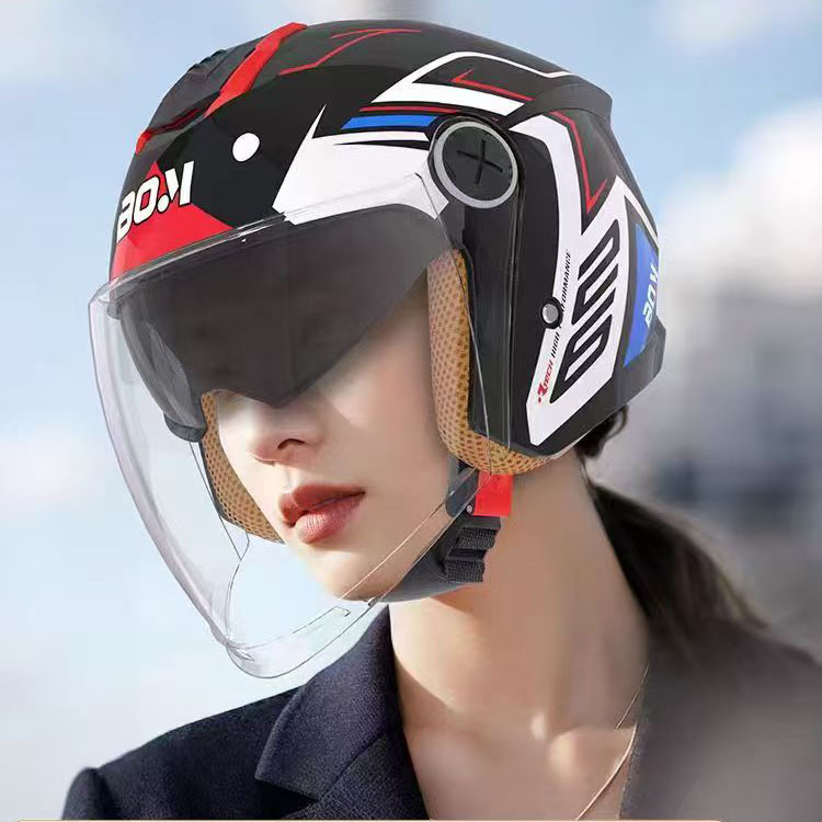 Anti-fog Rainproof, Universal Motosiklet kaskı (dəbilqə) - mecha-black-red-5559cm-detachable-earmuffs-free-anti-fog-wipes