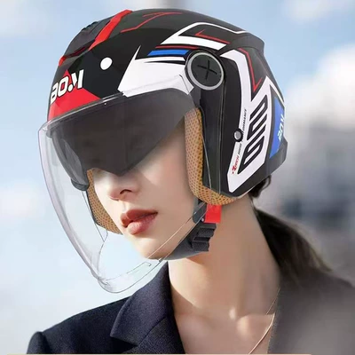 Rain-Proof Mecha Style Warm, Motosiklet kaskı (dəbilqə) - mecha-black-and-red-5559cm-detachable-ear-protection-send-anti-fog-wipes