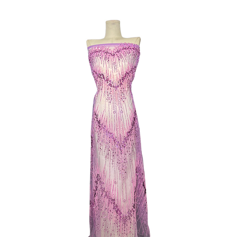 Tejido bordado de sequilla, tubo de perlas, tela de bordado, vestido de mujer, ropa de moda, vestido de boda, tela de tubo de perlas