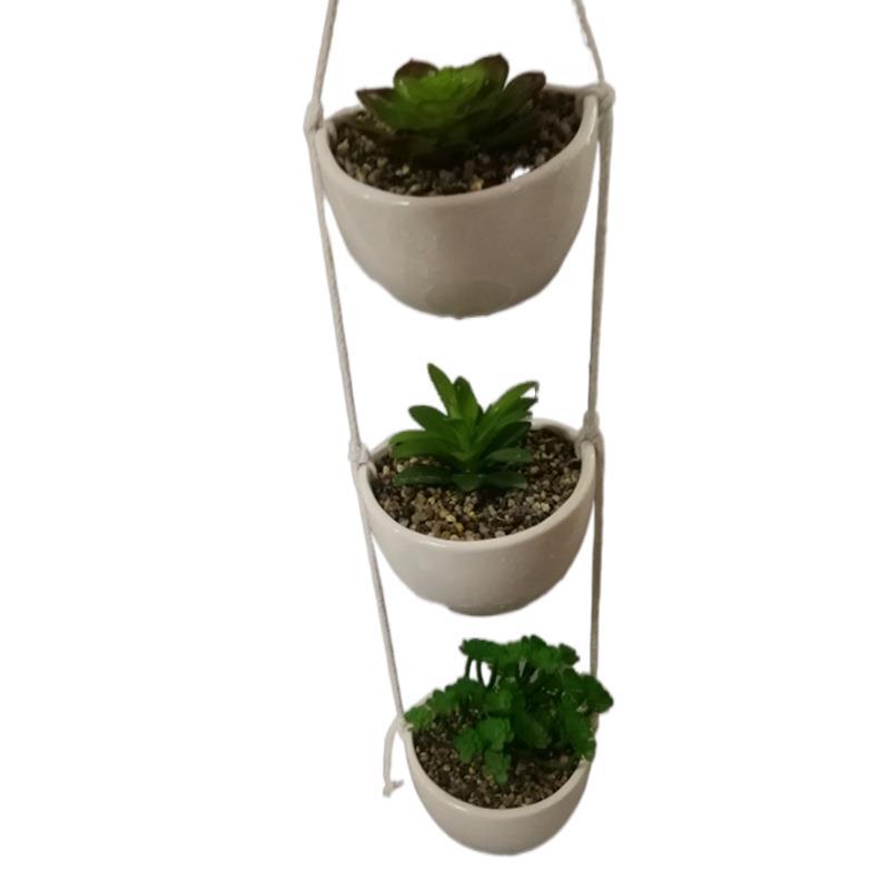 Colgante de cerámica maceta colgante orquídea cuenca montado en la pared verde rábano suculenta plantación de flores balcón simple maceta colgante cesta tamaño