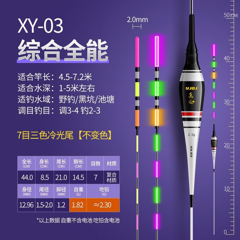 Luz nocturna de día y noche, flotador electrónico de alta sensibilidad, pesca nocturna de carpa corta, flotador de cola fría, comercio exterior