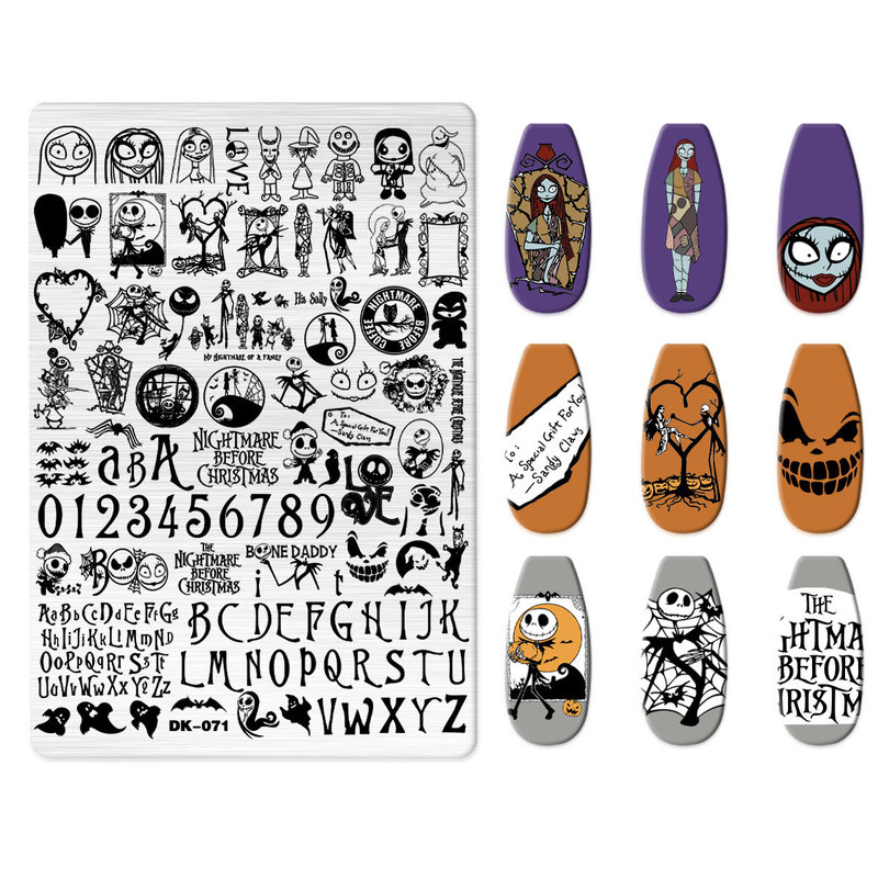 跨境美甲印花板磨砂钢板万圣节 Nailplate瑾恬不锈钢模板转印批发|undefined