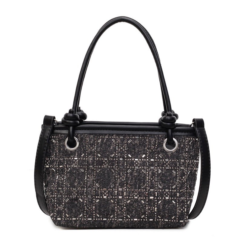 Bolsa de mano de denim para mujeres 2025, nuevo bolso de hombro de tendencia retro de verano, bolso de taladro caliente de alta calidad para mujeres