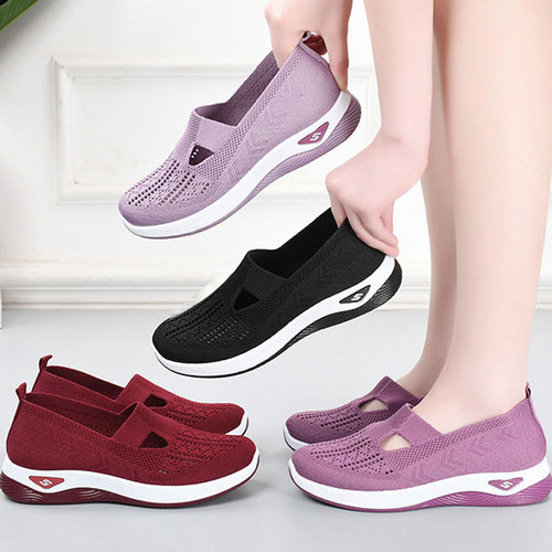 Mom's shoes for middle-aged and elderly summer breathable and comfortable single shoes wholesale cross-border soft sole leisure one-leg mesh shoes for women