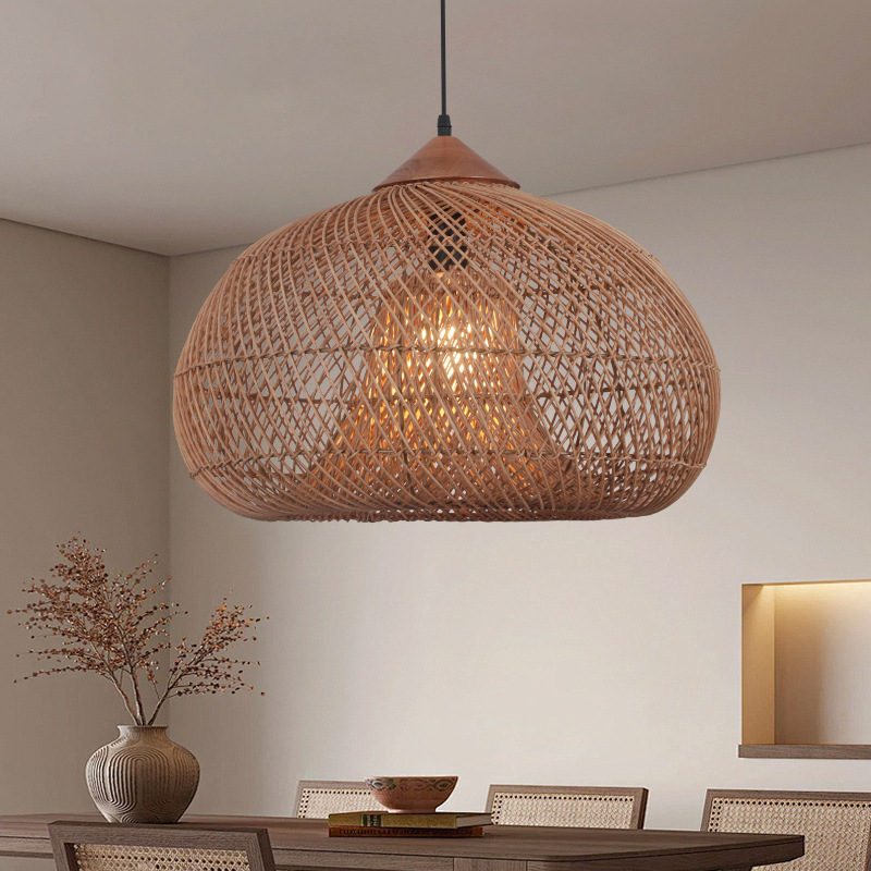 Southeast Asian Handmade Rattan Lamps Japanese Wabi-Sabi Style Designer Retro Hotel Bed and Breakfast Bar Rattan Chandelier