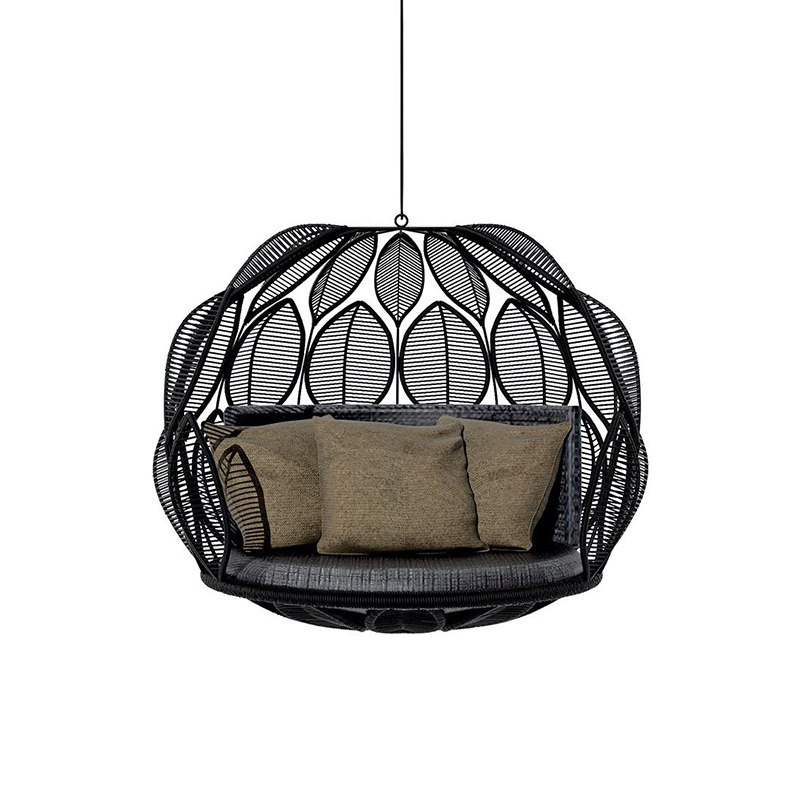 Doble cesta colgante (cojín gratuito + almohada) tejido de cuerda